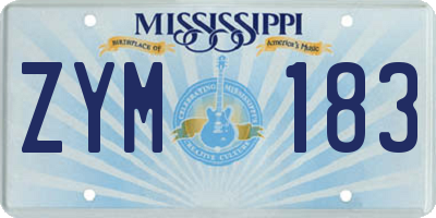 MS license plate ZYM183
