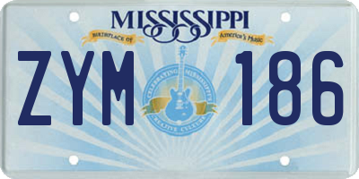 MS license plate ZYM186