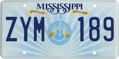 MS license plate ZYM189
