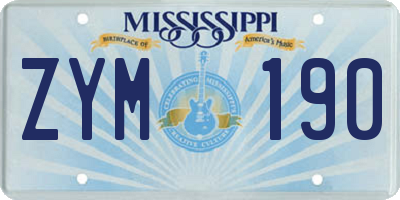 MS license plate ZYM190