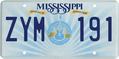 MS license plate ZYM191