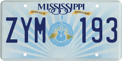 MS license plate ZYM193