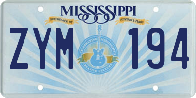 MS license plate ZYM194