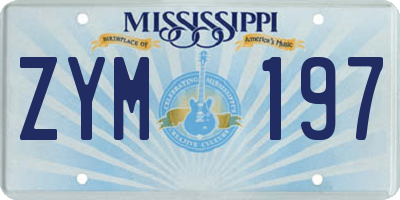 MS license plate ZYM197