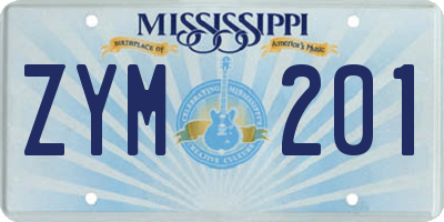 MS license plate ZYM201