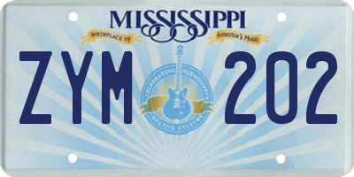 MS license plate ZYM202