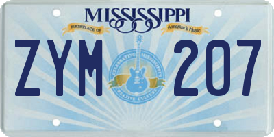 MS license plate ZYM207