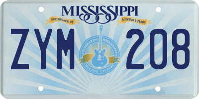 MS license plate ZYM208