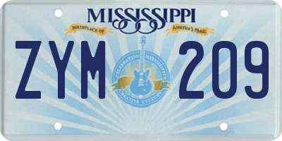 MS license plate ZYM209