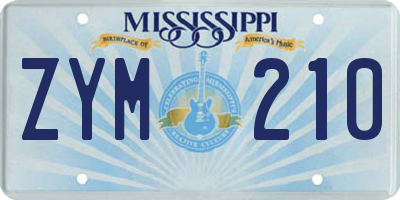 MS license plate ZYM210