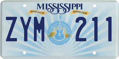 MS license plate ZYM211