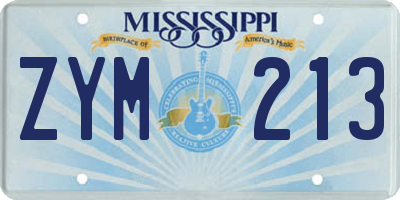MS license plate ZYM213