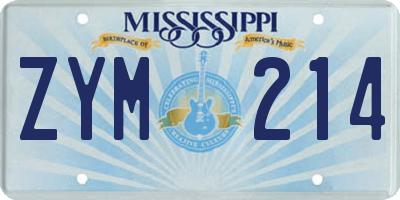 MS license plate ZYM214