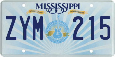 MS license plate ZYM215