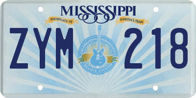 MS license plate ZYM218