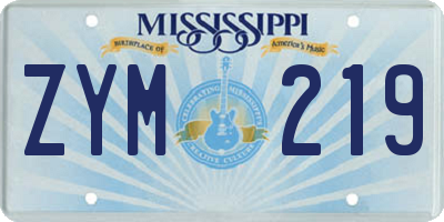 MS license plate ZYM219