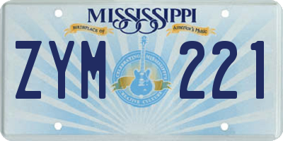 MS license plate ZYM221