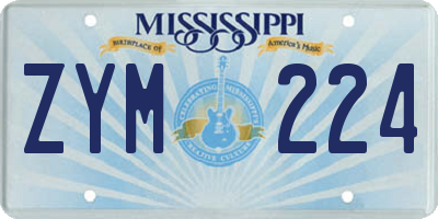 MS license plate ZYM224