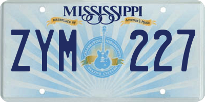 MS license plate ZYM227