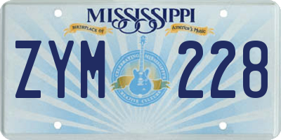 MS license plate ZYM228
