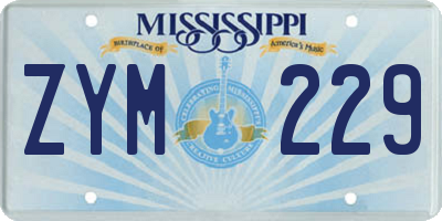 MS license plate ZYM229
