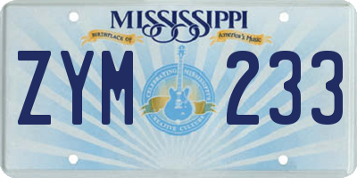 MS license plate ZYM233