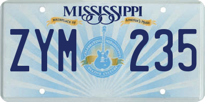 MS license plate ZYM235