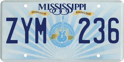 MS license plate ZYM236
