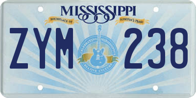 MS license plate ZYM238