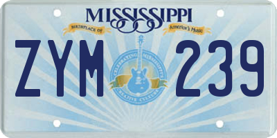 MS license plate ZYM239