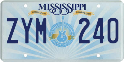 MS license plate ZYM240