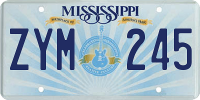 MS license plate ZYM245