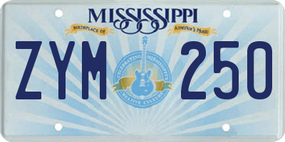 MS license plate ZYM250