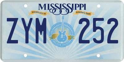MS license plate ZYM252
