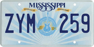 MS license plate ZYM259