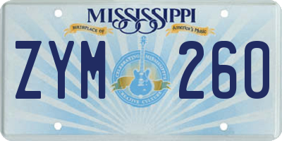 MS license plate ZYM260