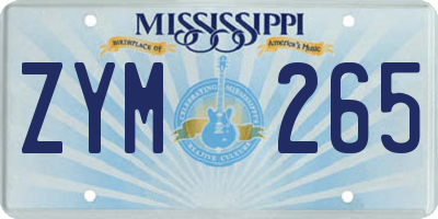 MS license plate ZYM265
