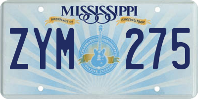 MS license plate ZYM275
