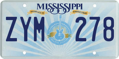 MS license plate ZYM278