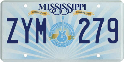 MS license plate ZYM279