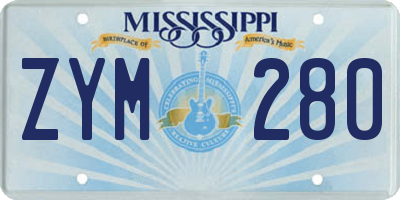 MS license plate ZYM280