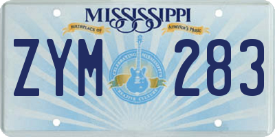 MS license plate ZYM283