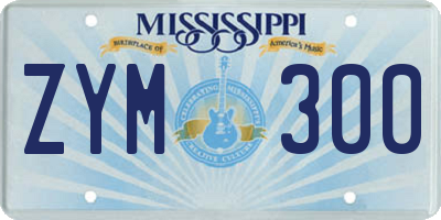 MS license plate ZYM300