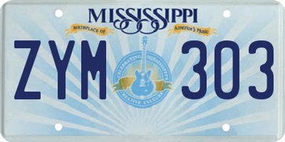 MS license plate ZYM303
