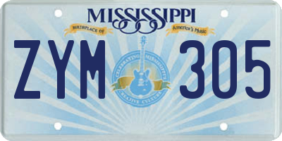 MS license plate ZYM305