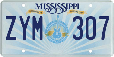 MS license plate ZYM307