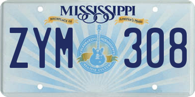 MS license plate ZYM308