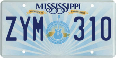 MS license plate ZYM310