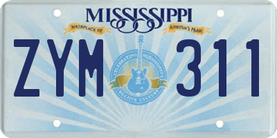 MS license plate ZYM311