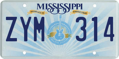 MS license plate ZYM314